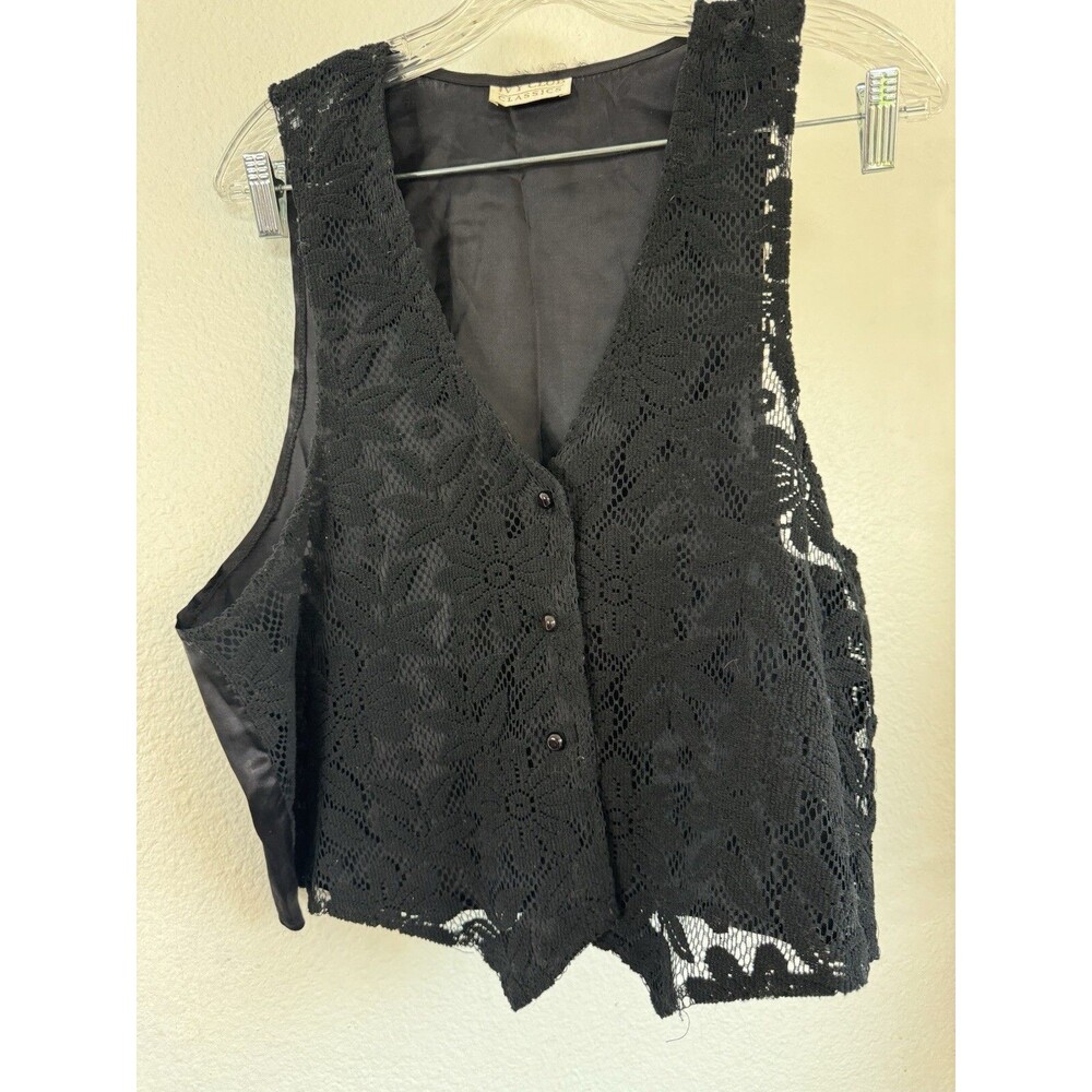 Ivy Club Classics Black Lace Floral Women’s Vest